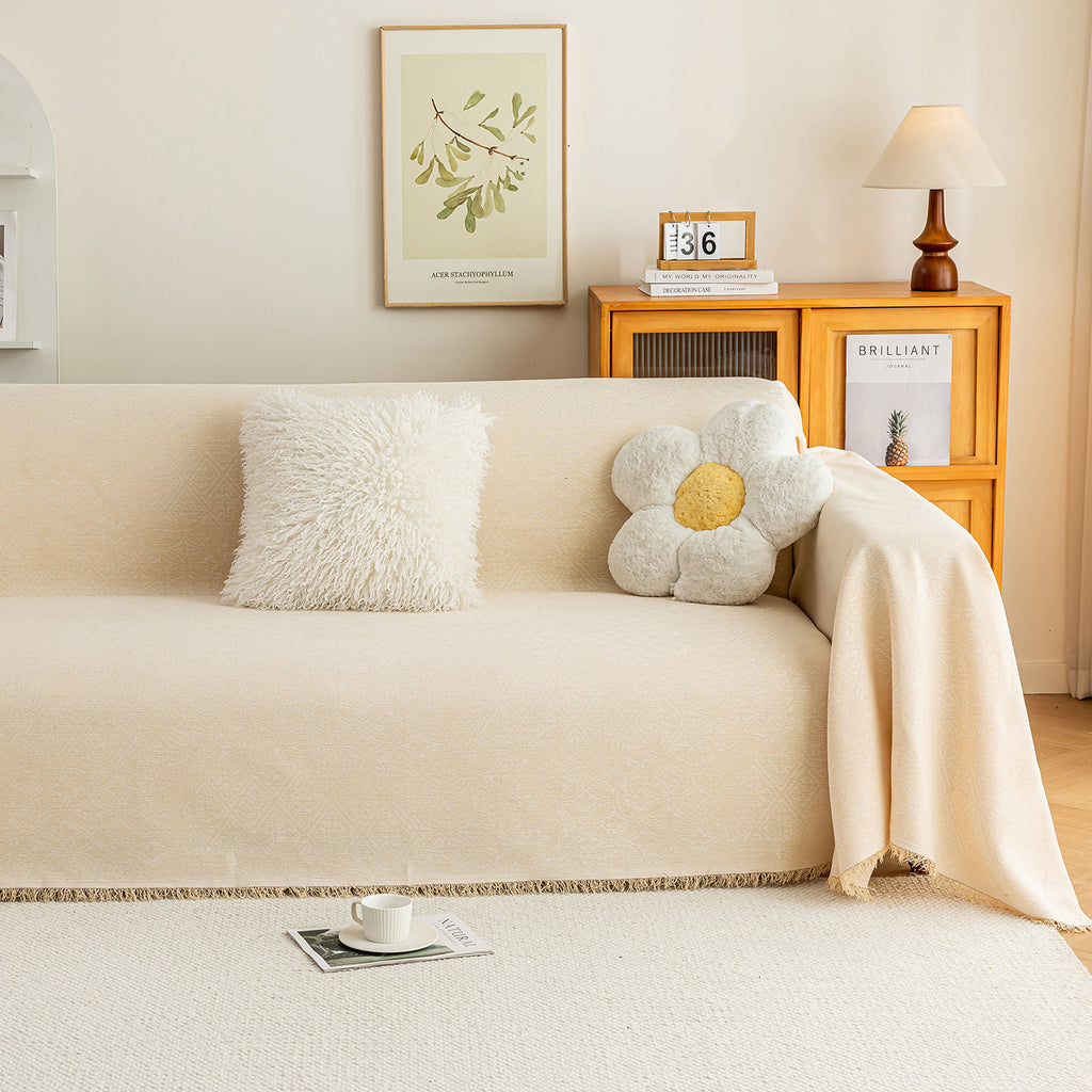 Anti Cat Scratch Imitation Cotton and Linen Sofa Towel - Beige