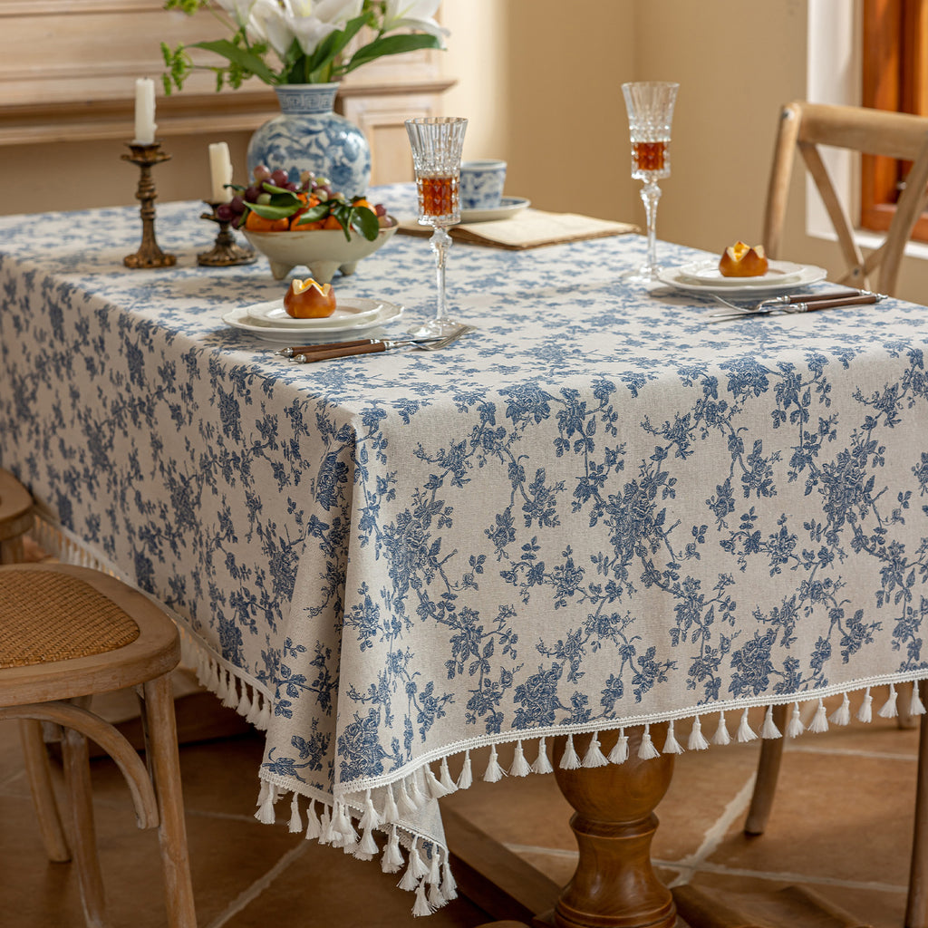 Blue Rose Tablecloth