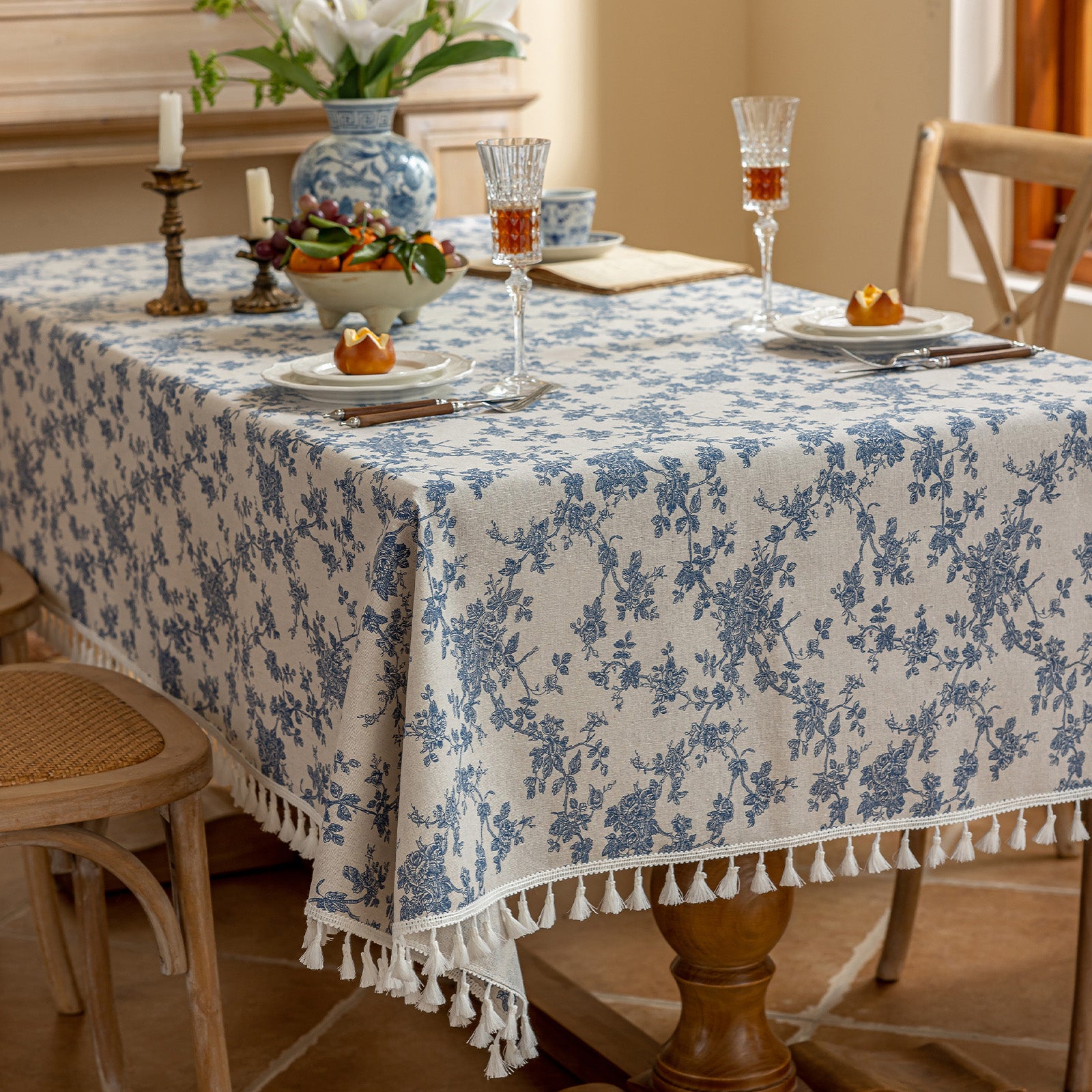 Blue Rose Tablecloth