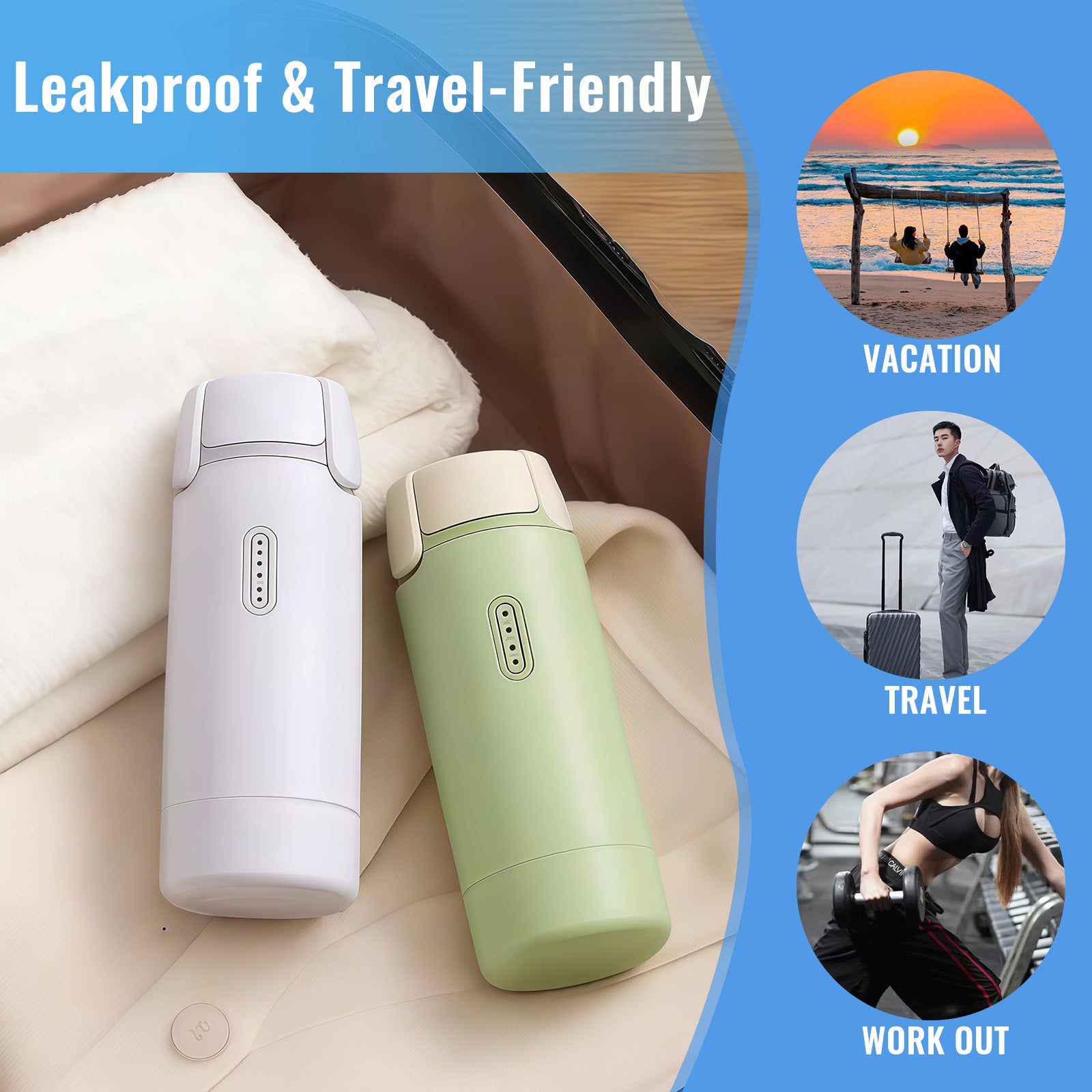 4 in 1 Travel Bottles, 30ml Leakproof Refillable Dispenser with Push-Down Lock Pump & Clear Scale