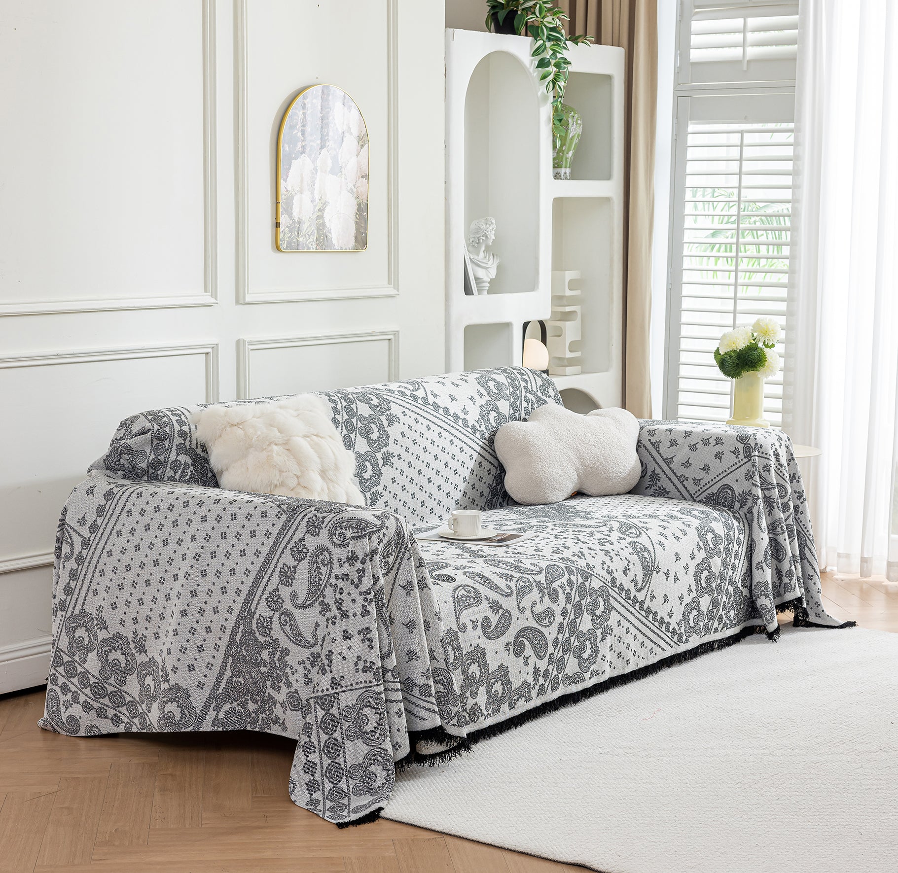 Paisley Sofa Towel #Black