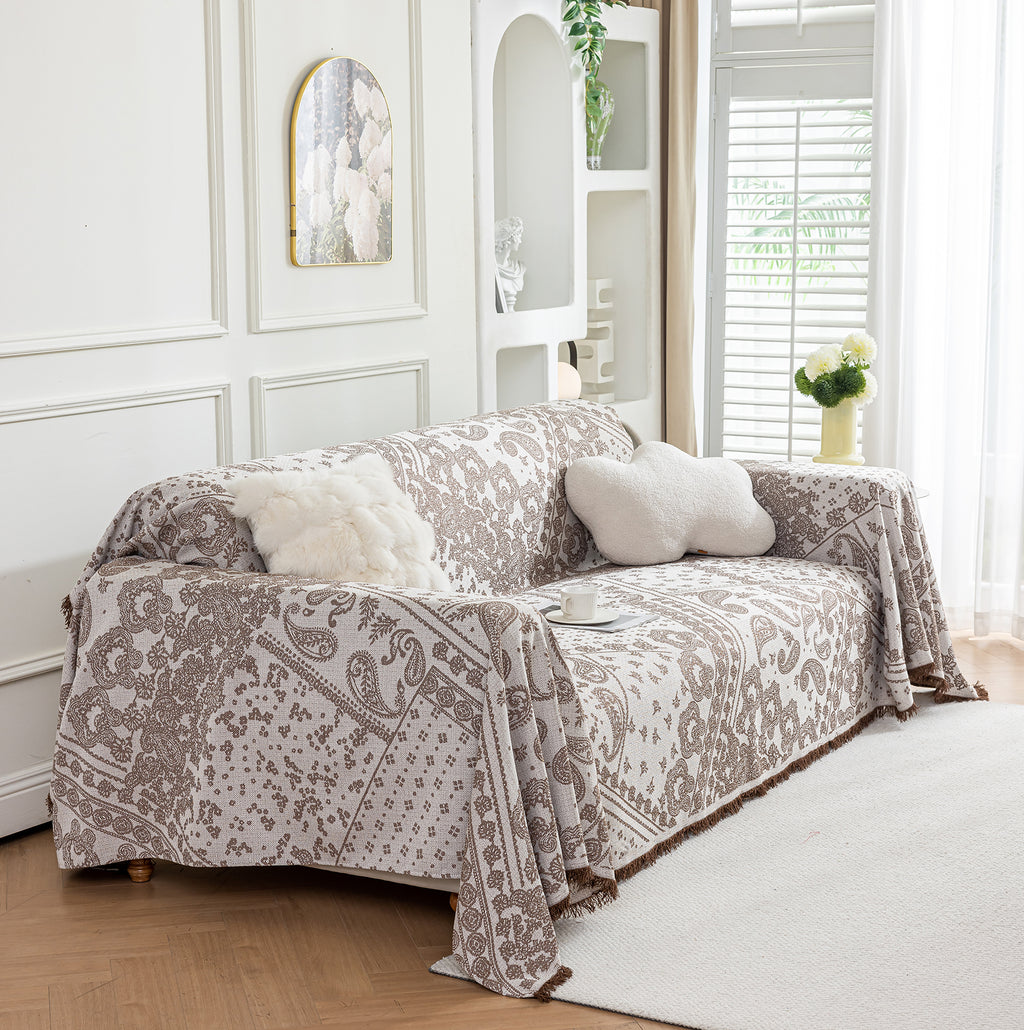 Paisley Sofa Towel #Brown