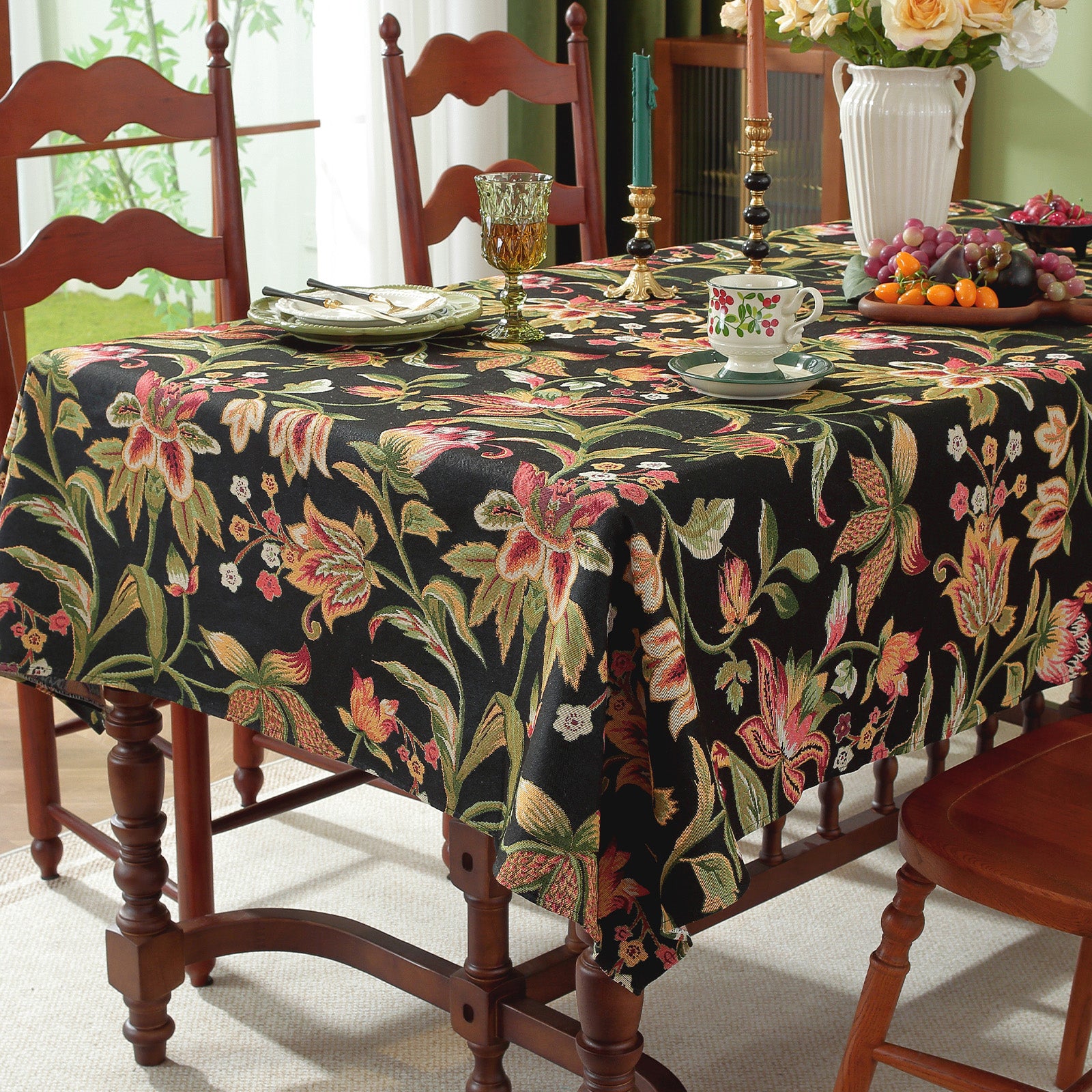 Linen-Like Jacquard Tablecloth