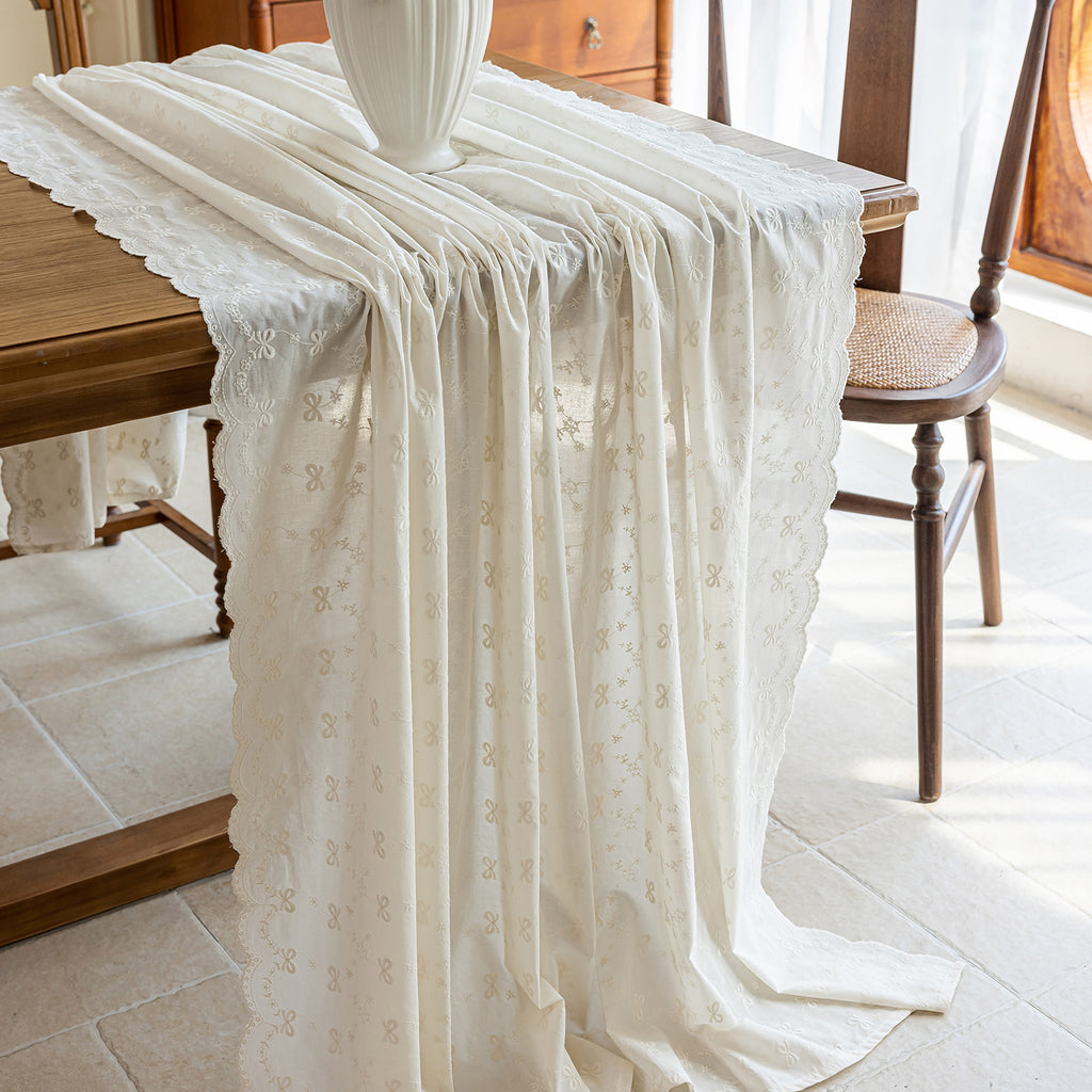 Pure Cotton Jacquard Tablecloth, Vintage French Style for Wedding, Party & Dessert Table – Fits Square & Round Tables