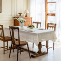 Pure Cotton Jacquard Tablecloth, Vintage French Style for Wedding, Party & Dessert Table – Fits Square & Round Tables