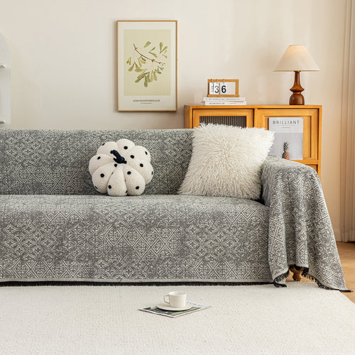 Anti Cat Scratch Imitation Cotton and Linen Sofa Towel - Black