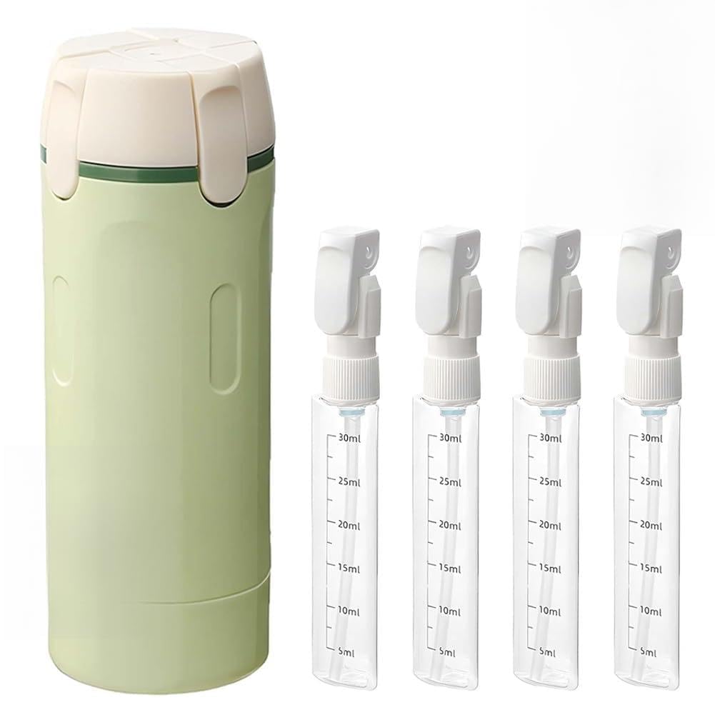 4 in 1 Travel Bottles, 30ml Leakproof Refillable Dispenser with Push-Down Lock Pump & Clear Scale