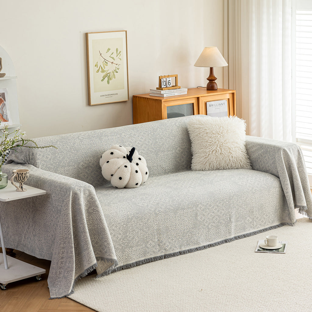 Anti Cat Scratch Imitation Cotton and Linen Sofa Towel - Gray