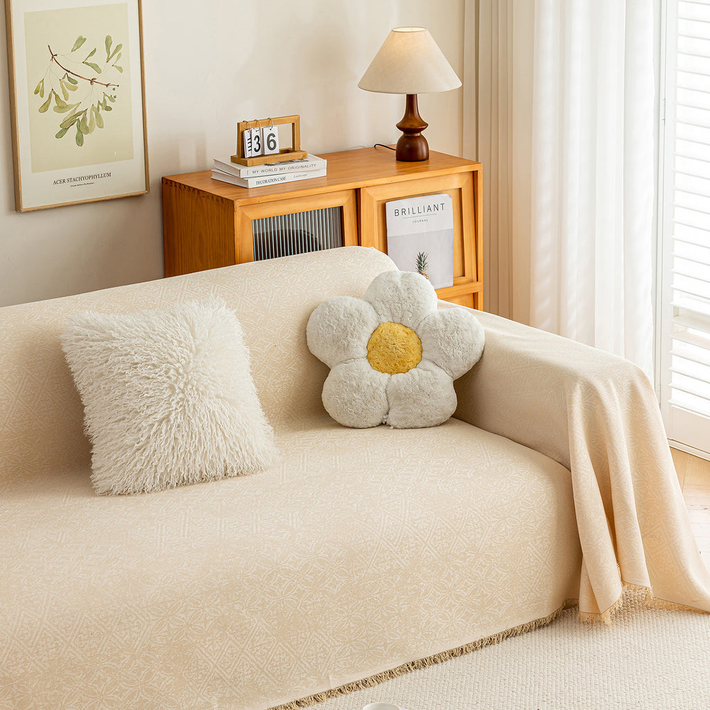 Anti Cat Scratch Imitation Cotton and Linen Sofa Towel - Beige