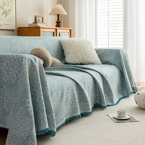 Anti Cat Scratch Imitation Cotton and Linen Sofa Towel - Blue