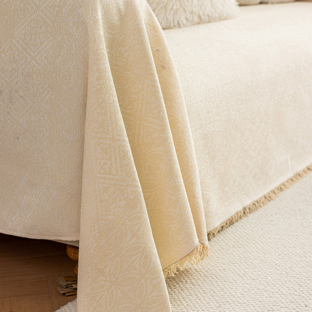 Anti Cat Scratch Imitation Cotton and Linen Sofa Towel - Beige