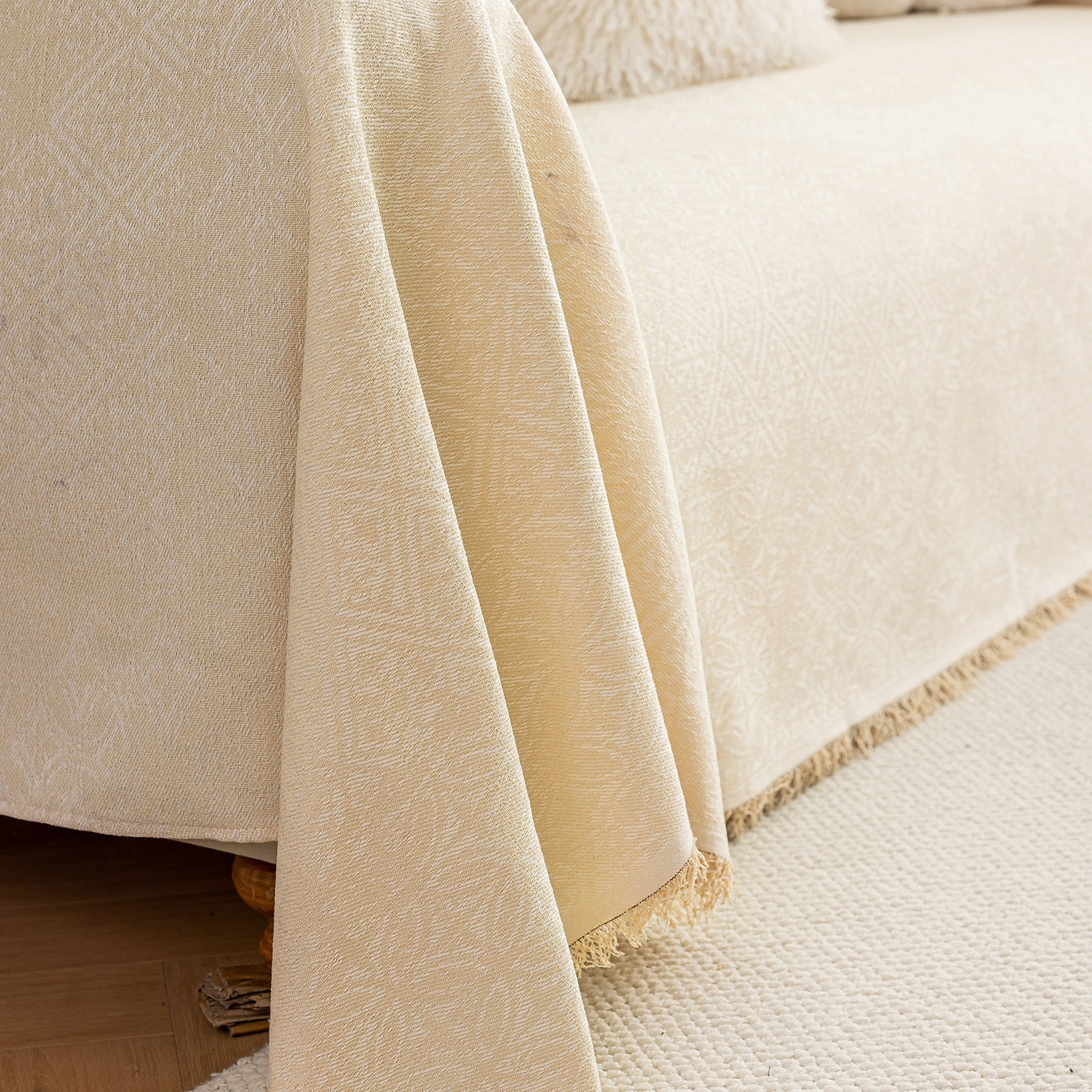 Anti Cat Scratch Imitation Cotton and Linen Sofa Towel - Beige