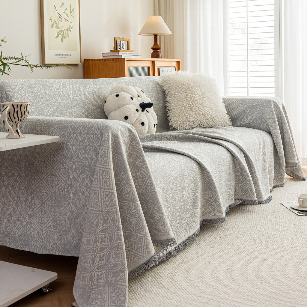 Anti Cat Scratch Imitation Cotton and Linen Sofa Towel - Gray