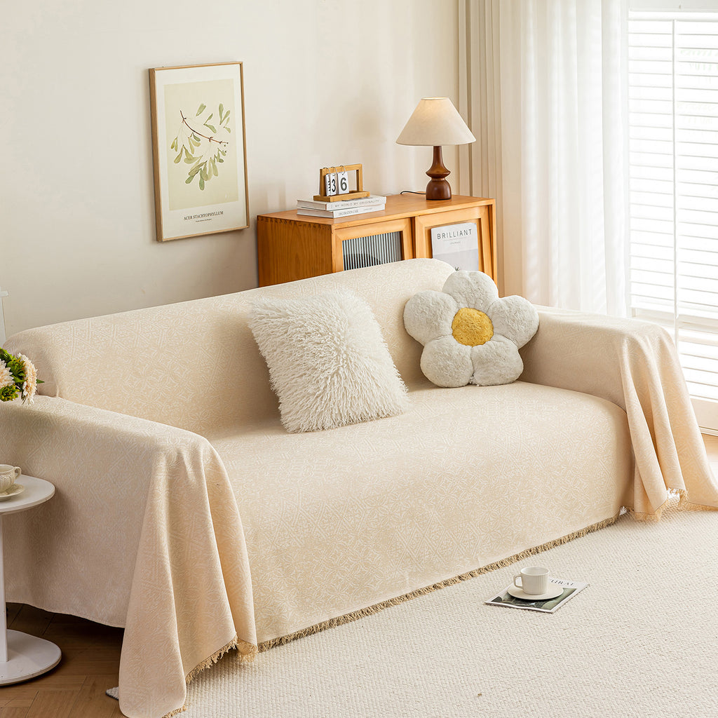 Anti Cat Scratch Imitation Cotton and Linen Sofa Towel - Beige
