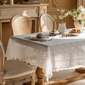 White Lace French Countryside Coffee Table Cloth — TV Stand Cover, Dresser Cover, Shoe Cabinet Cover, Dessert Tablecloth for Party Wedding Daily Home