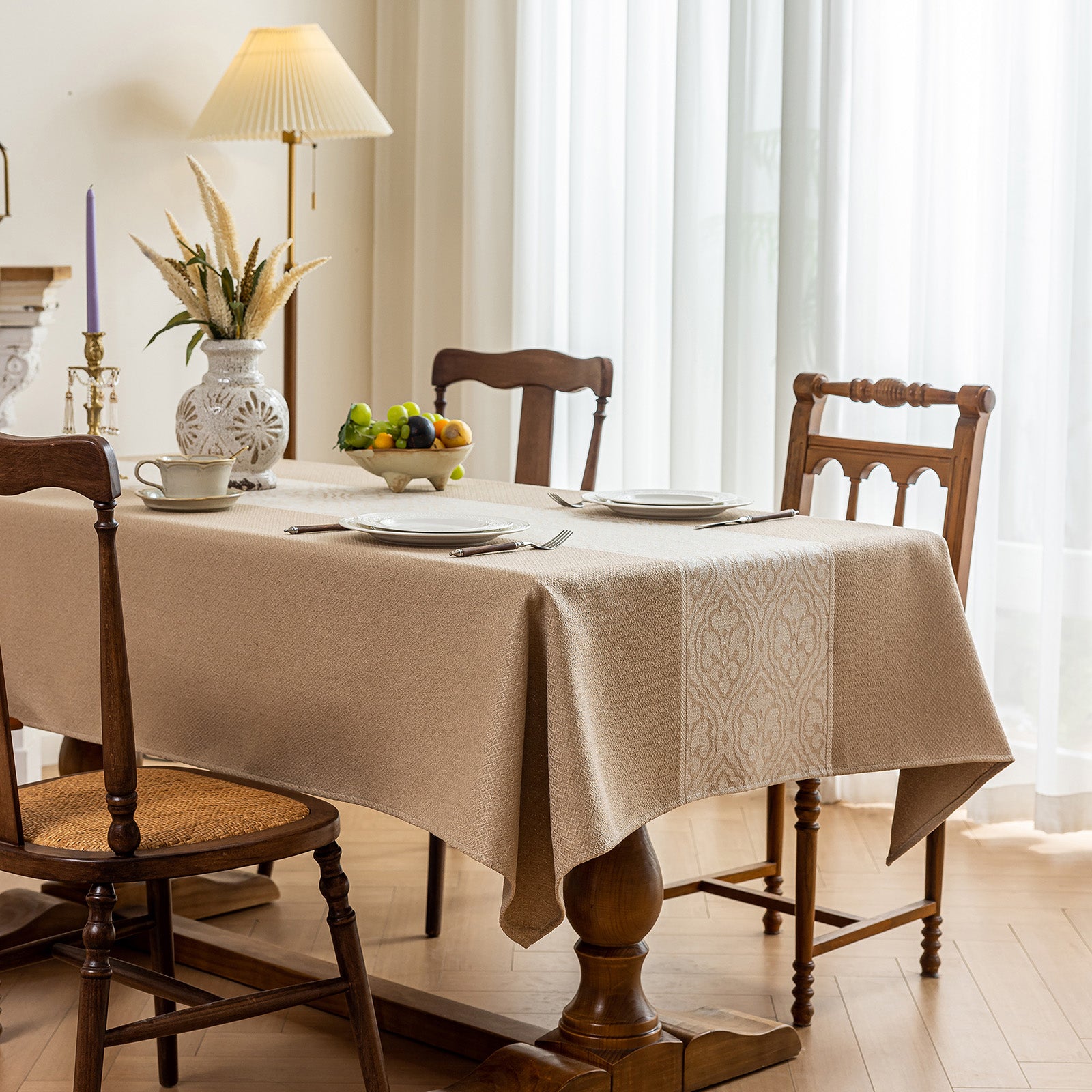 Oil Proof Waterproof Tablecloth, Thick Linen Feel Table Cover, Modern Simple Stain Resistant Kitchen Table Mat for Dining & Coffee Table