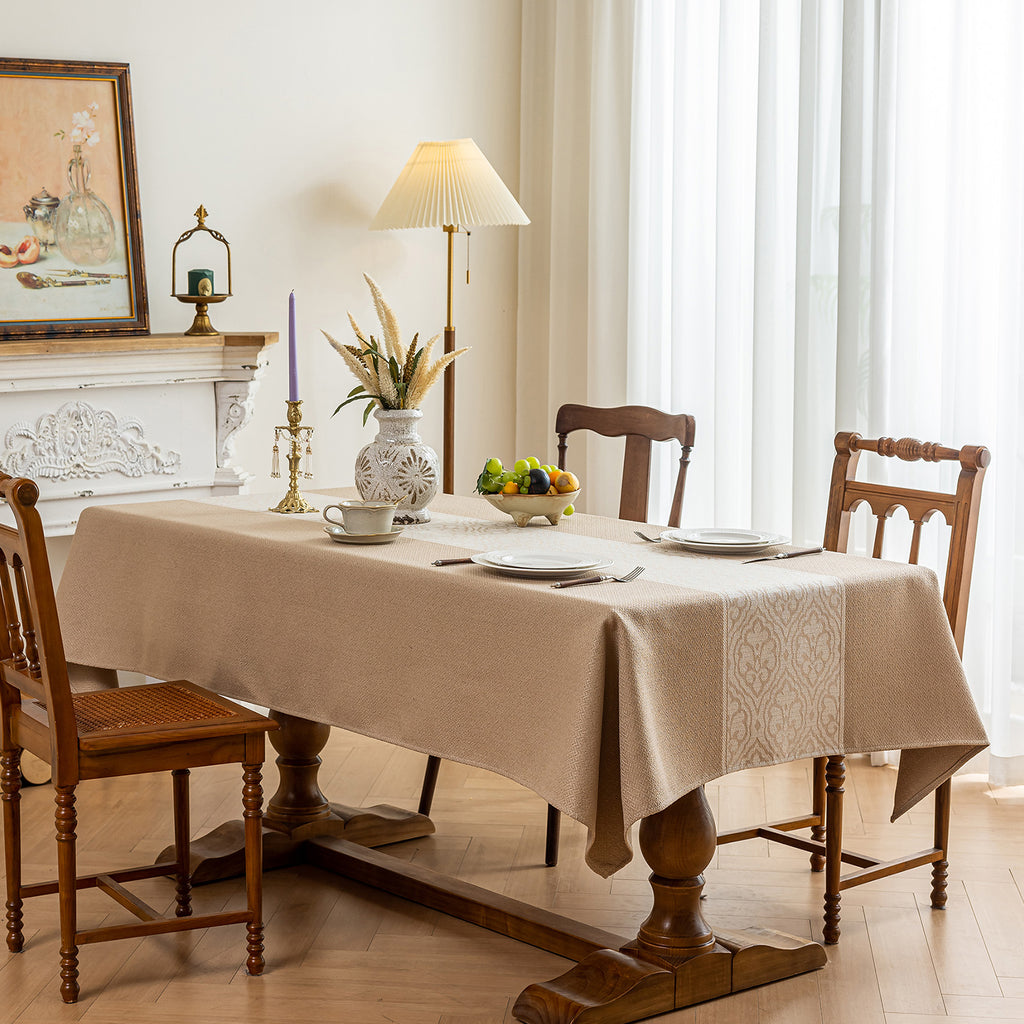 Oil Proof Waterproof Tablecloth, Thick Linen Feel Table Cover, Modern Simple Stain Resistant Kitchen Table Mat for Dining & Coffee Table