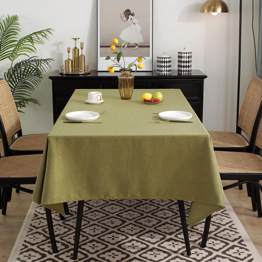Solid Color Linen-Like Waterproof Tablecloth for Dining Table, Coffee Table & TV Stand – Oil-Proof, Wrinkle-Resistant, Green