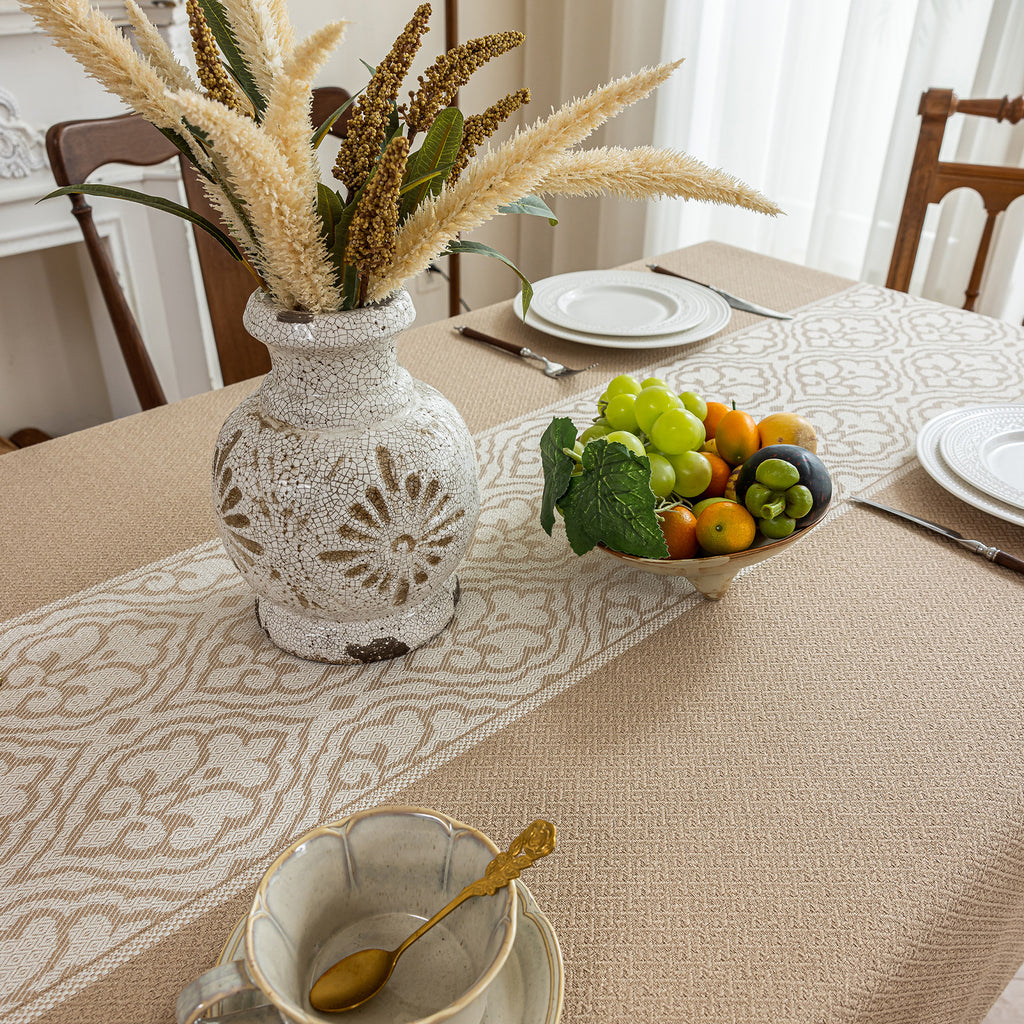 Oil Proof Waterproof Tablecloth, Thick Linen Feel Table Cover, Modern Simple Stain Resistant Kitchen Table Mat for Dining & Coffee Table