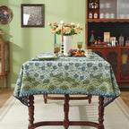 Spring Tree Pattern Cotton-Linen Style Tablecloth, with Scalloped or Straight Edge Options
