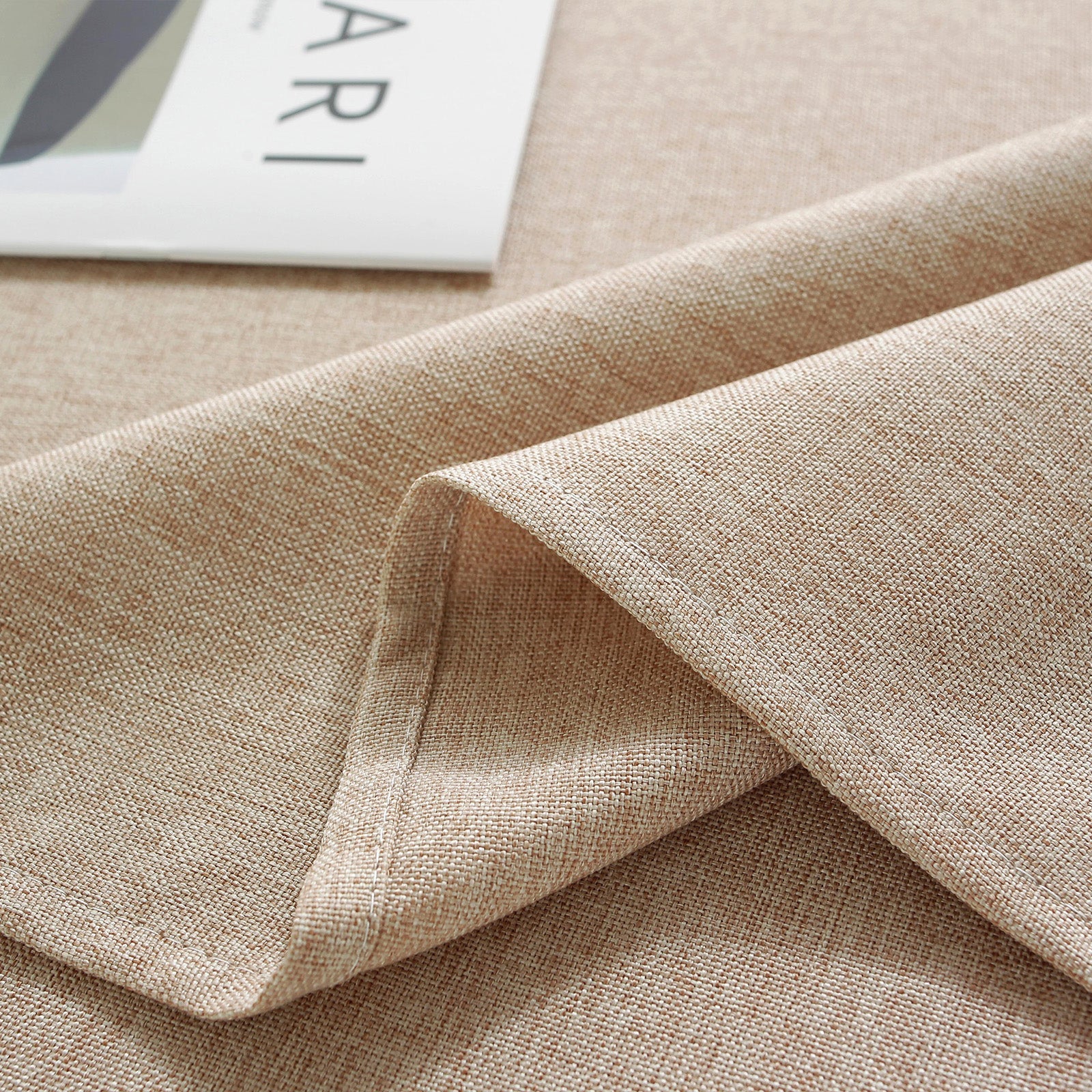 Solid Color Linen-Like Waterproof Tablecloth for Dining Table, Coffee Table & TV Stand – Oil-Proof, Wrinkle-Resistant, Beige