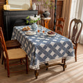 Checkered Pattern Linen-Look Tablecloth with Tassels – Wrinkle-Resistant & Drapes Beautifully, Japanese Minimalist Dining Table Art