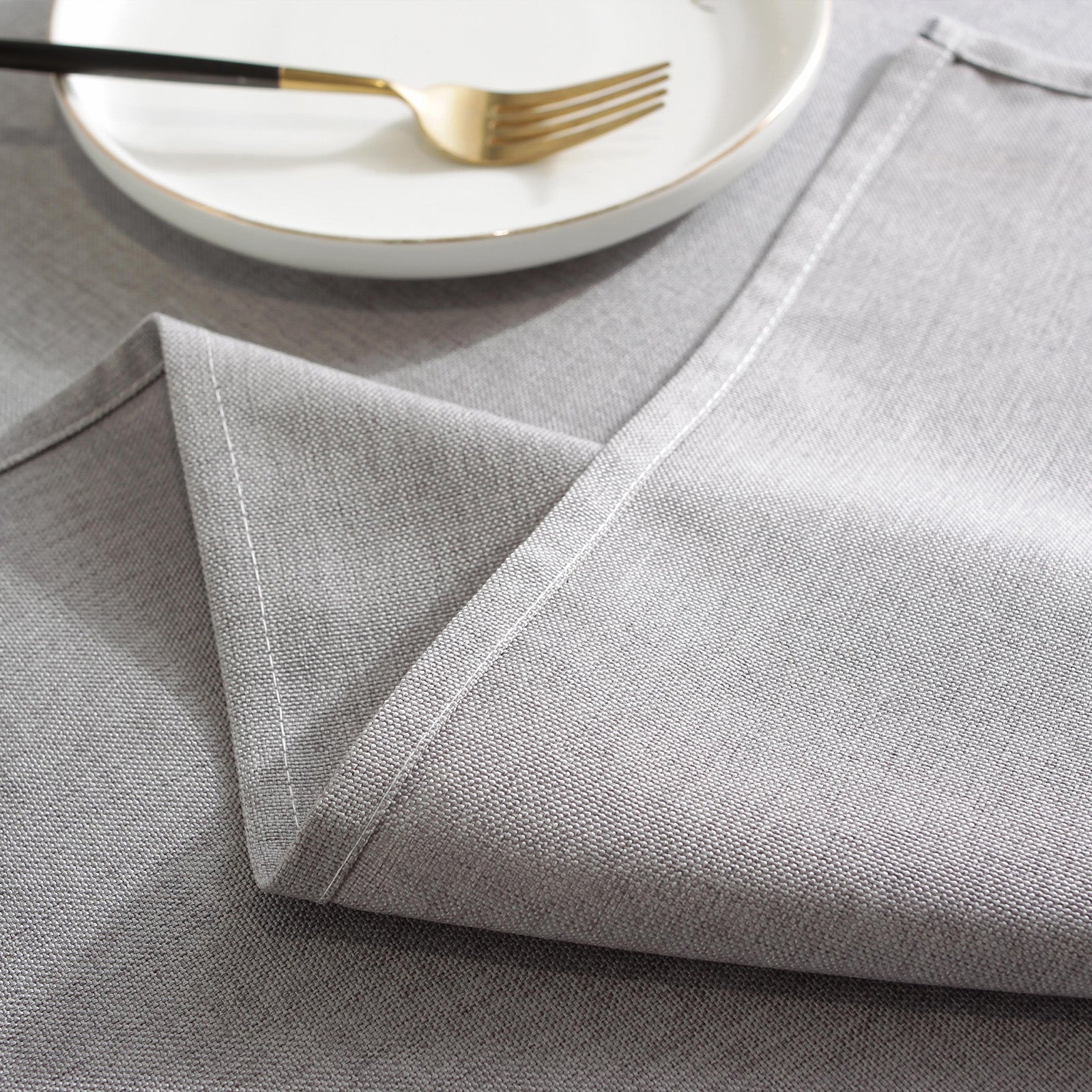Solid Color Linen-Like Waterproof Tablecloth for Dining Table, Coffee Table & TV Stand – Oil-Proof, Wrinkle-Resistant, Gray