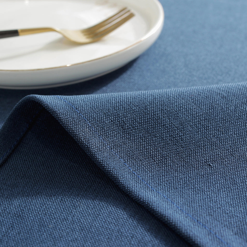 Solid Color Linen-Like Waterproof Tablecloth for Dining Table, Coffee Table & TV Stand – Oil-Proof, Wrinkle-Resistant, Blue