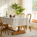Linen-Like Waterproof Tablecloth with Vine Pattern — Breathable & Minimalist Design for Home Use, Fits Square, Round & Rectangular Tables