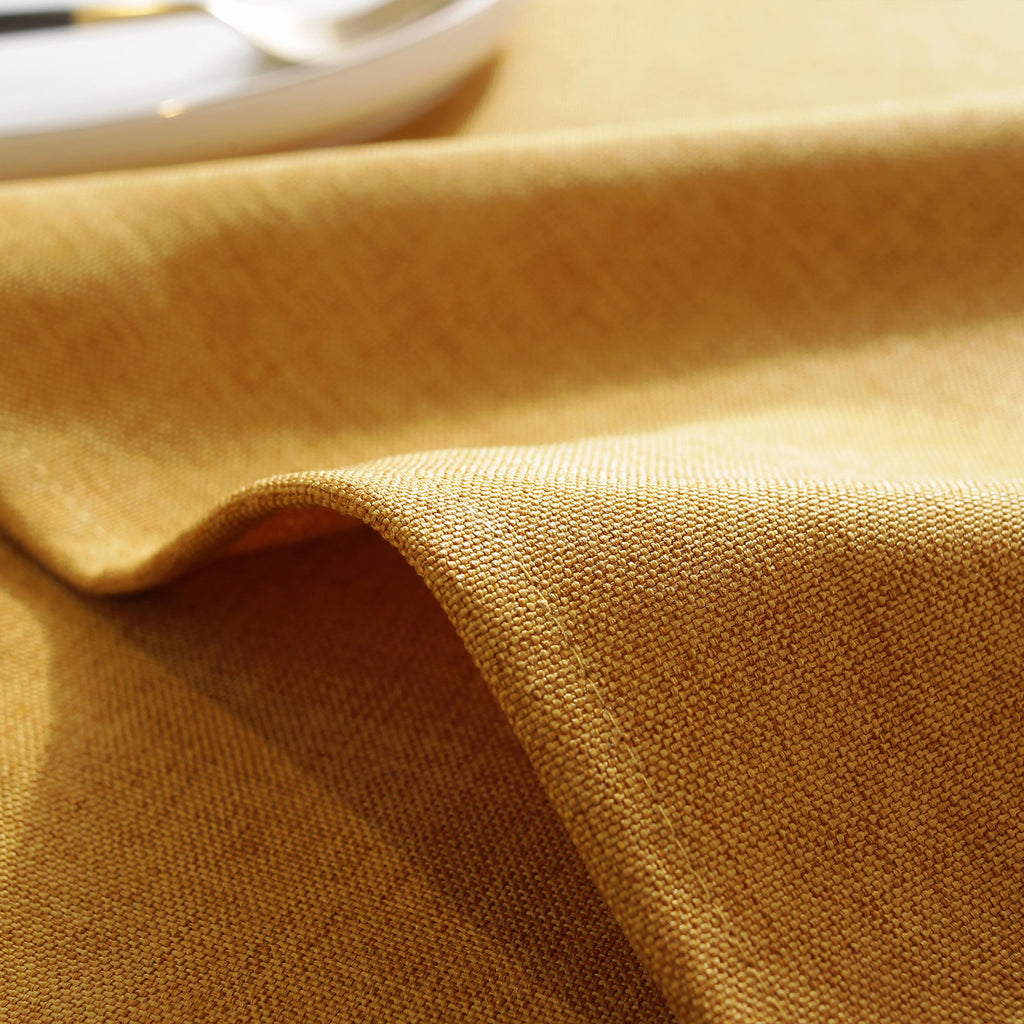 Solid Color Linen-Like Waterproof Tablecloth for Dining Table, Coffee Table & TV Stand – Oil-Proof, Wrinkle-Resistant, Yellow