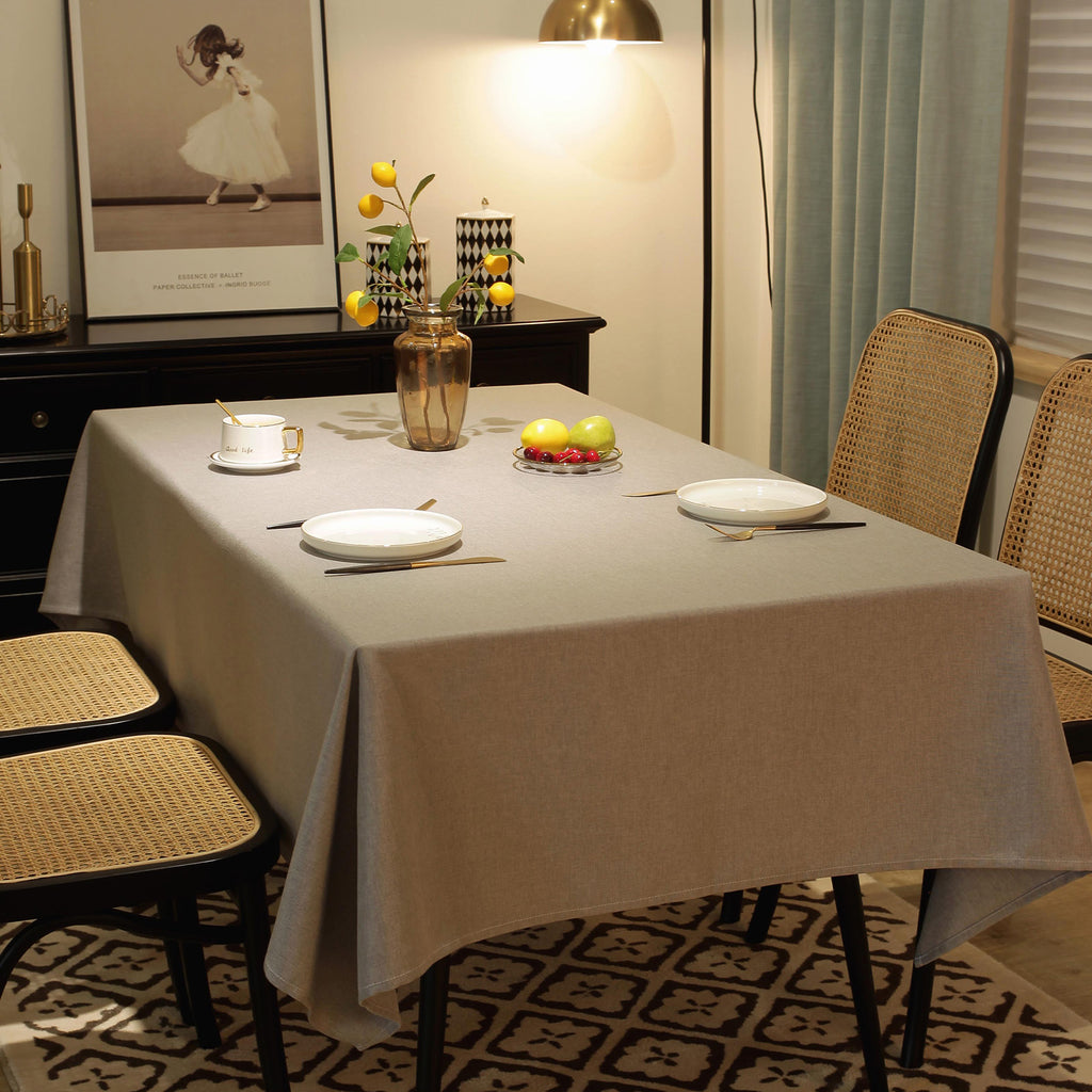 Solid Color Linen-Like Waterproof Tablecloth for Dining Table, Coffee Table & TV Stand – Oil-Proof, Wrinkle-Resistant, Gray
