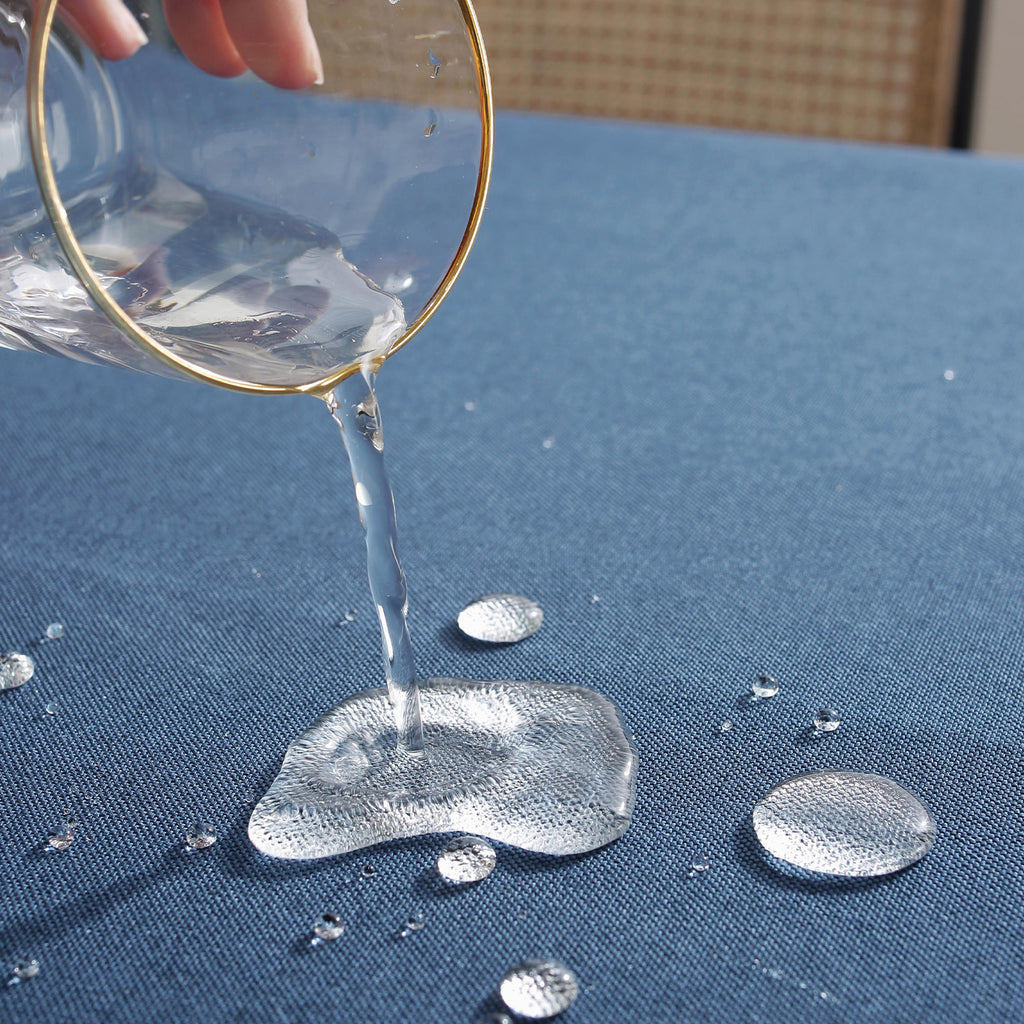 Solid Color Linen-Like Waterproof Tablecloth for Dining Table, Coffee Table & TV Stand – Oil-Proof, Wrinkle-Resistant, Blue