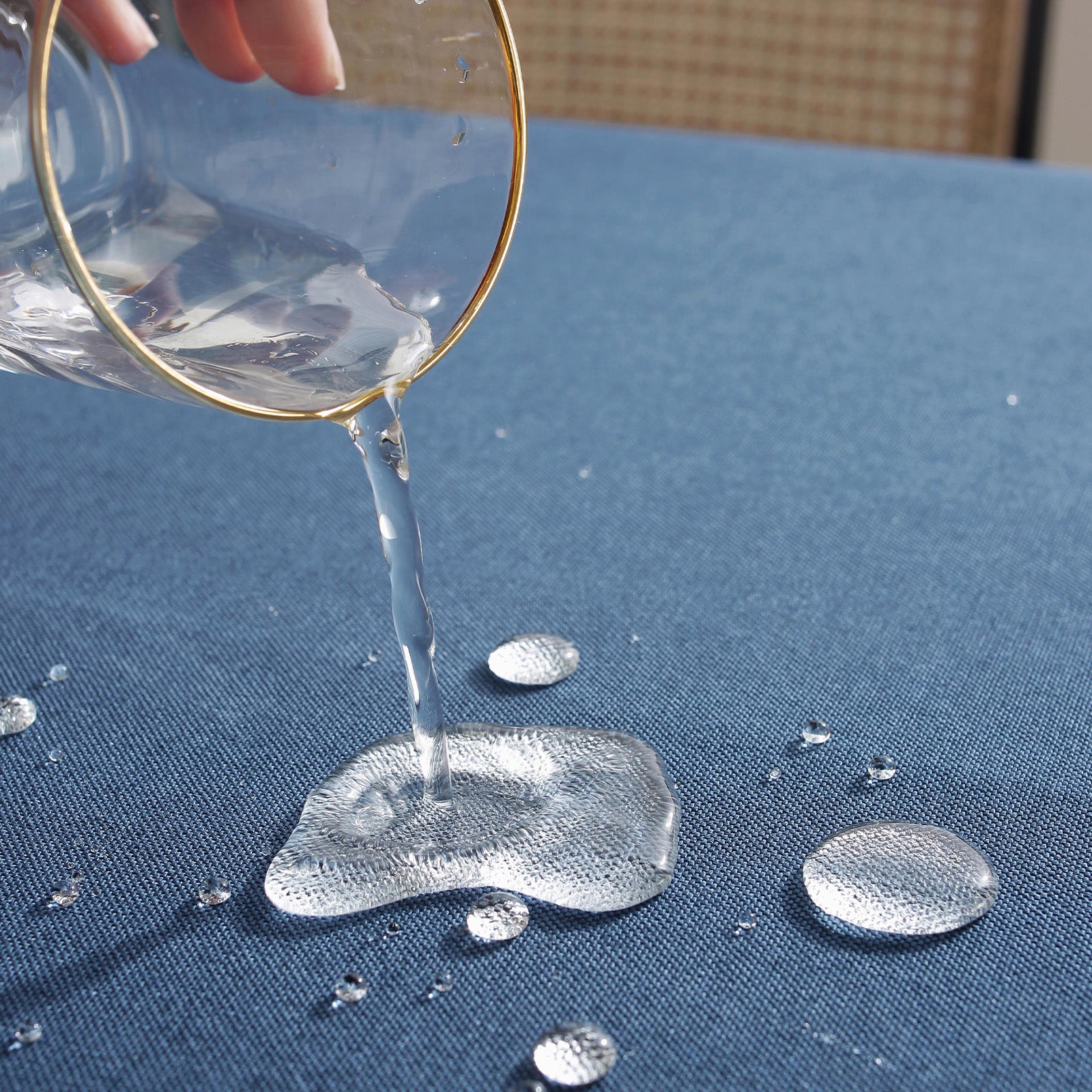 Solid Color Linen-Like Waterproof Tablecloth for Dining Table, Coffee Table & TV Stand – Oil-Proof, Wrinkle-Resistant, Blue