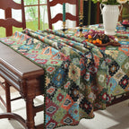 Jigsaw Puzzle Pattern Cotton-Linen Style Tablecloth with Scalloped Edge