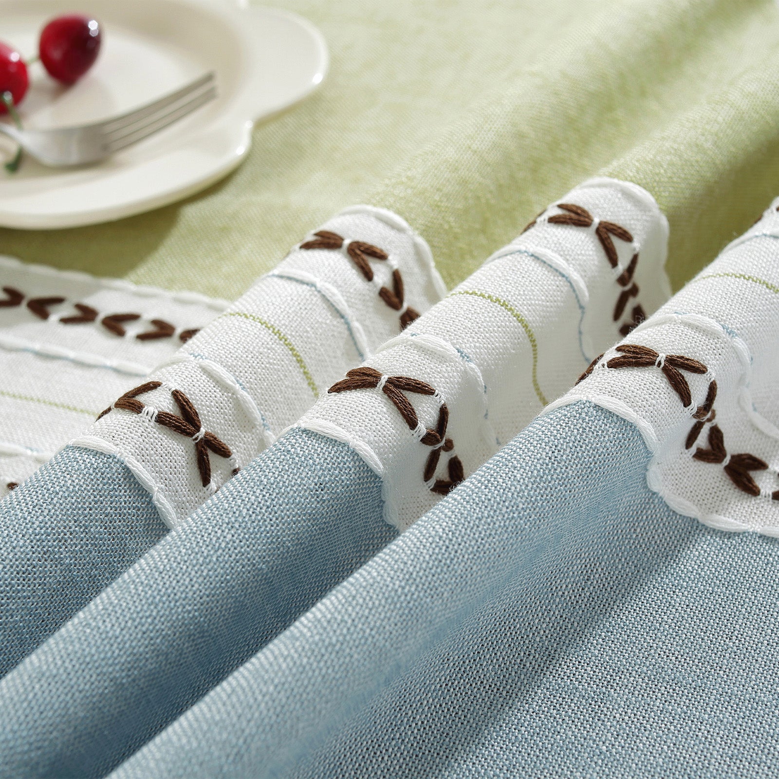 Waterproof Stainproof Linen Cotton Tablecloth, Jacquard Tassel, Thick Soft & Wrinkle Free, for Rectangle Square Tables