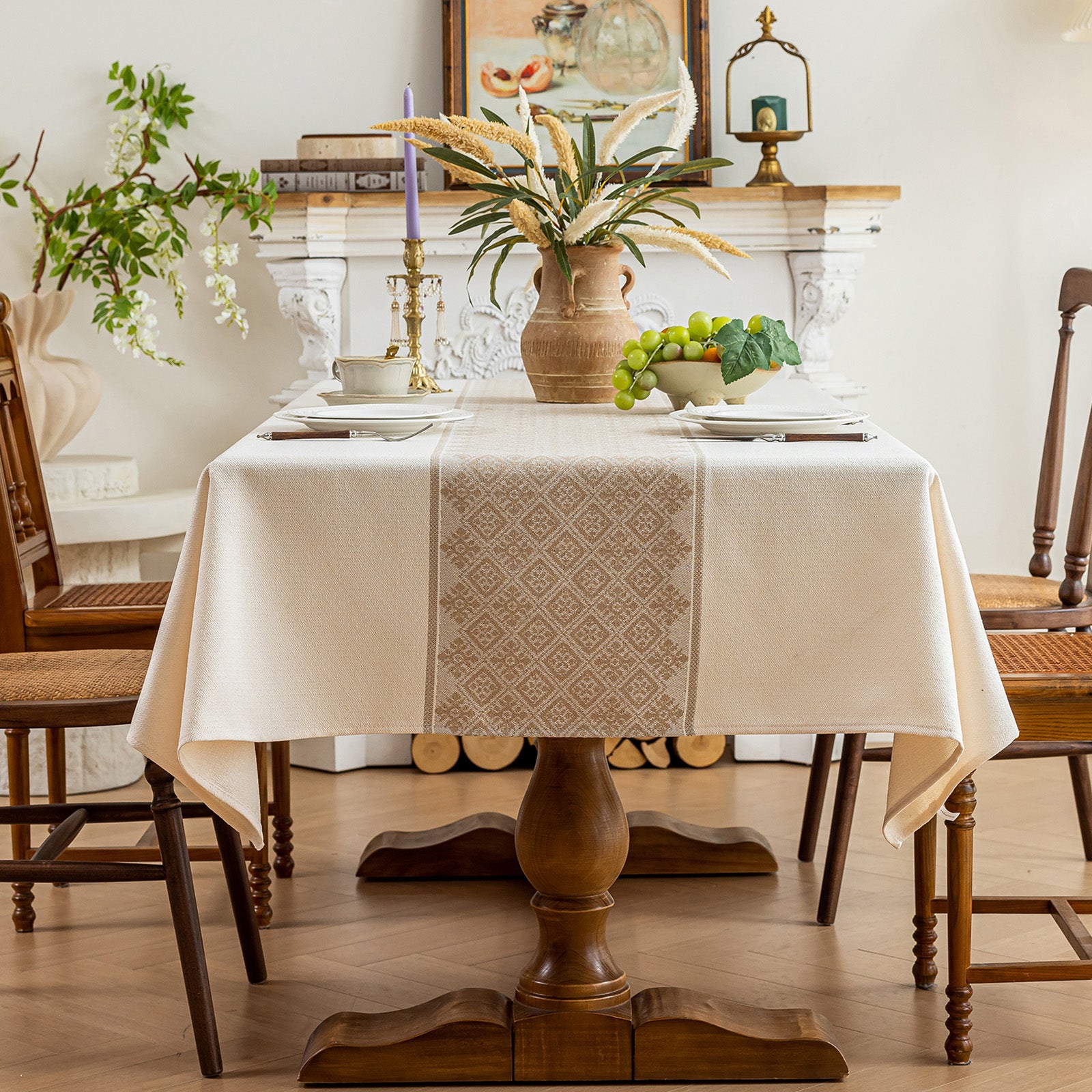 Waterproof Oil Proof Tablecloth, Thickened Linen Look Placemat for Dining Table, Modern Simple Anti-Fade Washable Kitchen Mat