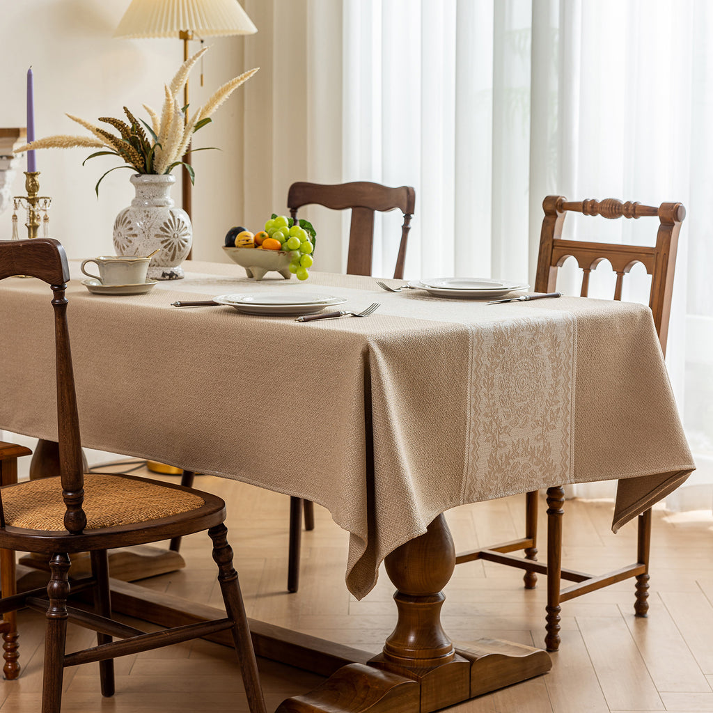 Oil Proof Waterproof Tablecloth, Thick Linen Feel Table Cover, Modern Simple Stain Resistant Kitchen Table Mat for Dining & Coffee Table