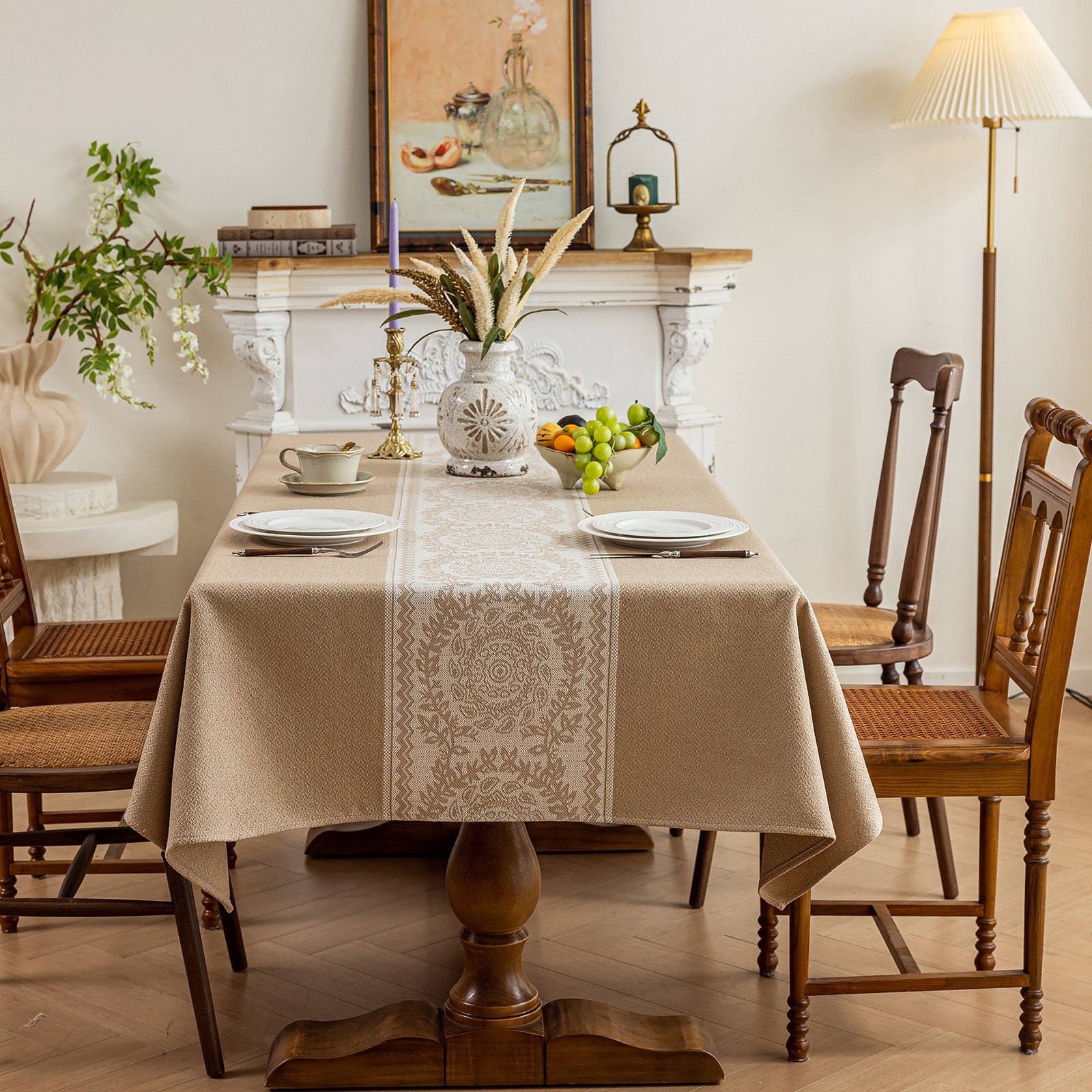 Oil Proof Waterproof Tablecloth, Thick Linen Feel Table Cover, Modern Simple Stain Resistant Kitchen Table Mat for Dining & Coffee Table