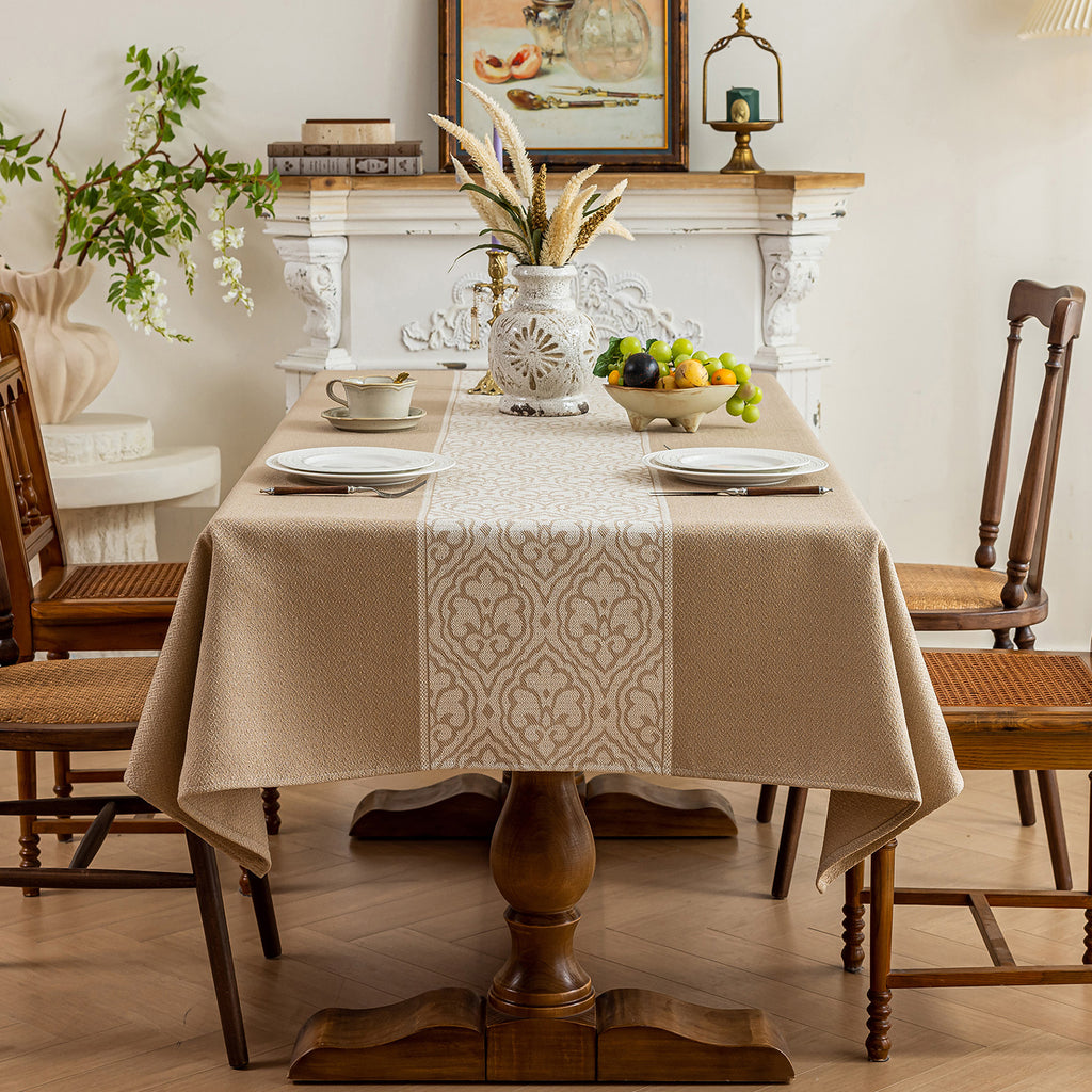 Oil Proof Waterproof Tablecloth, Thick Linen Feel Table Cover, Modern Simple Stain Resistant Kitchen Table Mat for Dining & Coffee Table