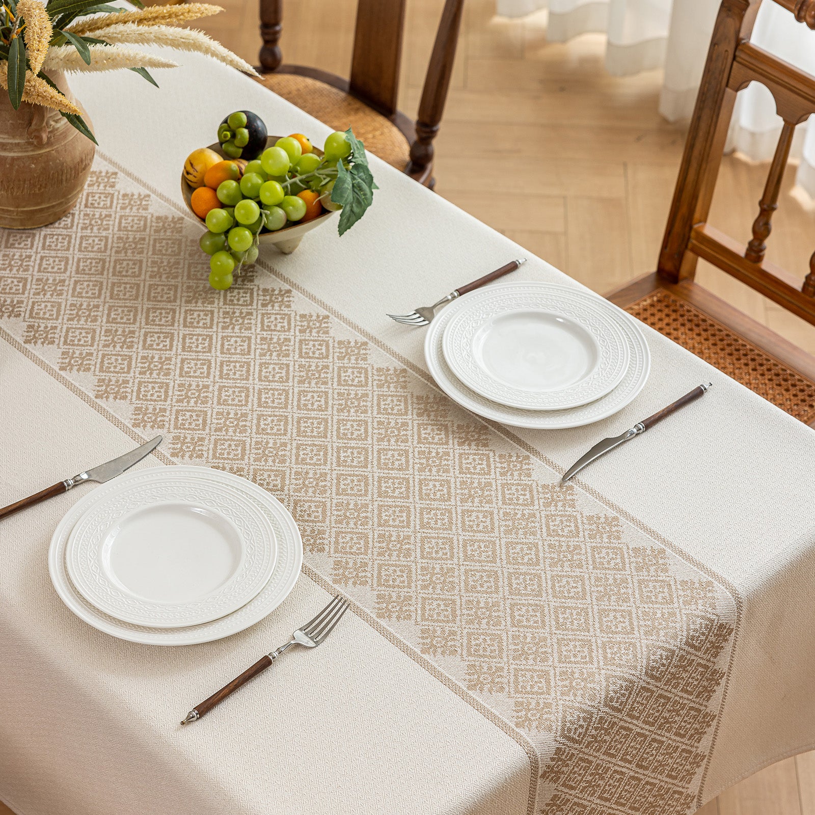 Waterproof Oil Proof Tablecloth, Thickened Linen Look Placemat for Dining Table, Modern Simple Anti-Fade Washable Kitchen Mat