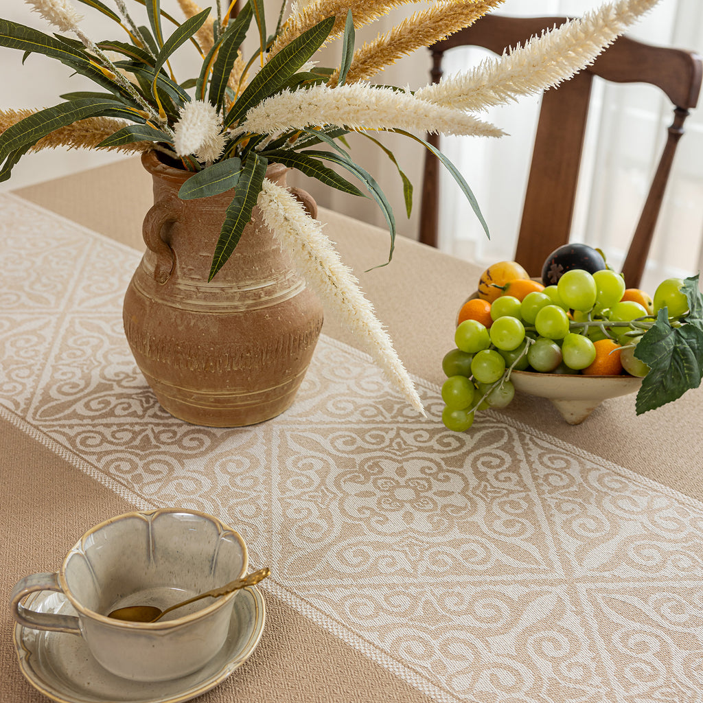 Oil Proof Waterproof Tablecloth, Thick Linen Feel Table Cover, Modern Simple Stain Resistant Kitchen Table Mat for Dining & Coffee Table