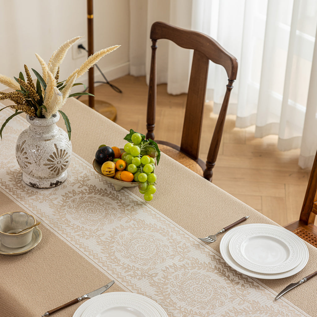 Oil Proof Waterproof Tablecloth, Thick Linen Feel Table Cover, Modern Simple Stain Resistant Kitchen Table Mat for Dining & Coffee Table