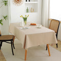 Solid Color Linen-Like Waterproof Tablecloth for Dining Table, Coffee Table & TV Stand – Oil-Proof, Wrinkle-Resistant, Beige