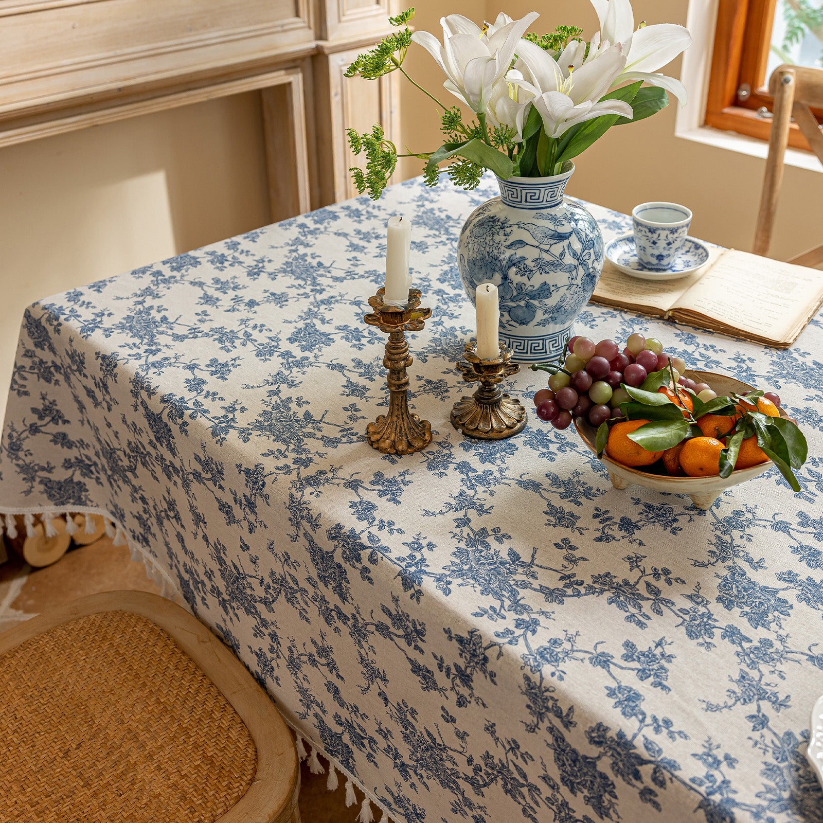 Blue Rose Tablecloth