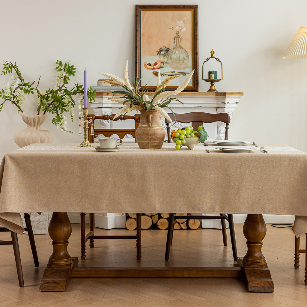 Oil Proof Waterproof Tablecloth, Thick Linen Feel Table Cover, Modern Simple Stain Resistant Kitchen Table Mat for Dining & Coffee Table