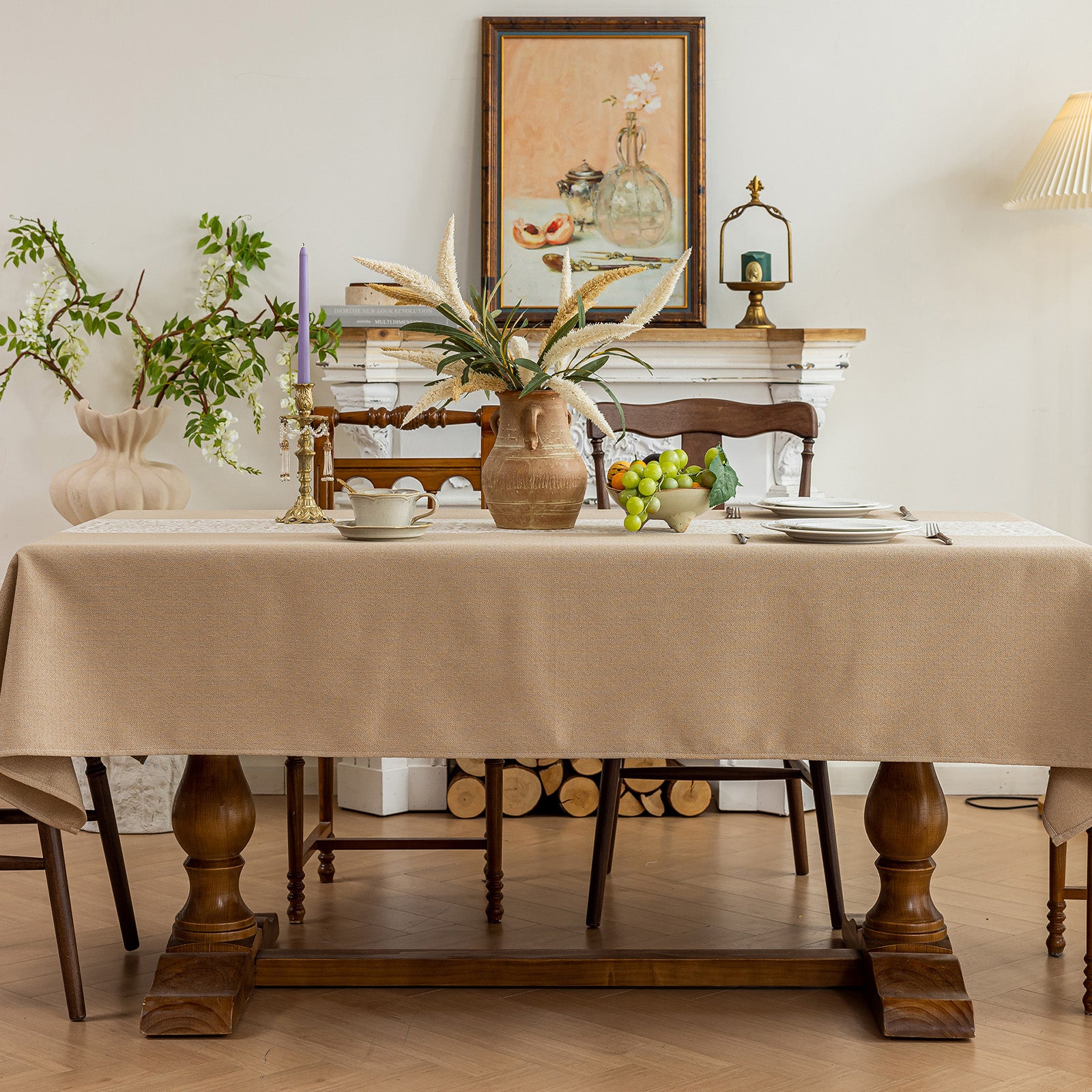 Oil Proof Waterproof Tablecloth, Thick Linen Feel Table Cover, Modern Simple Stain Resistant Kitchen Table Mat for Dining & Coffee Table