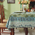 Spring Tree Pattern Cotton-Linen Style Tablecloth, with Scalloped or Straight Edge Options
