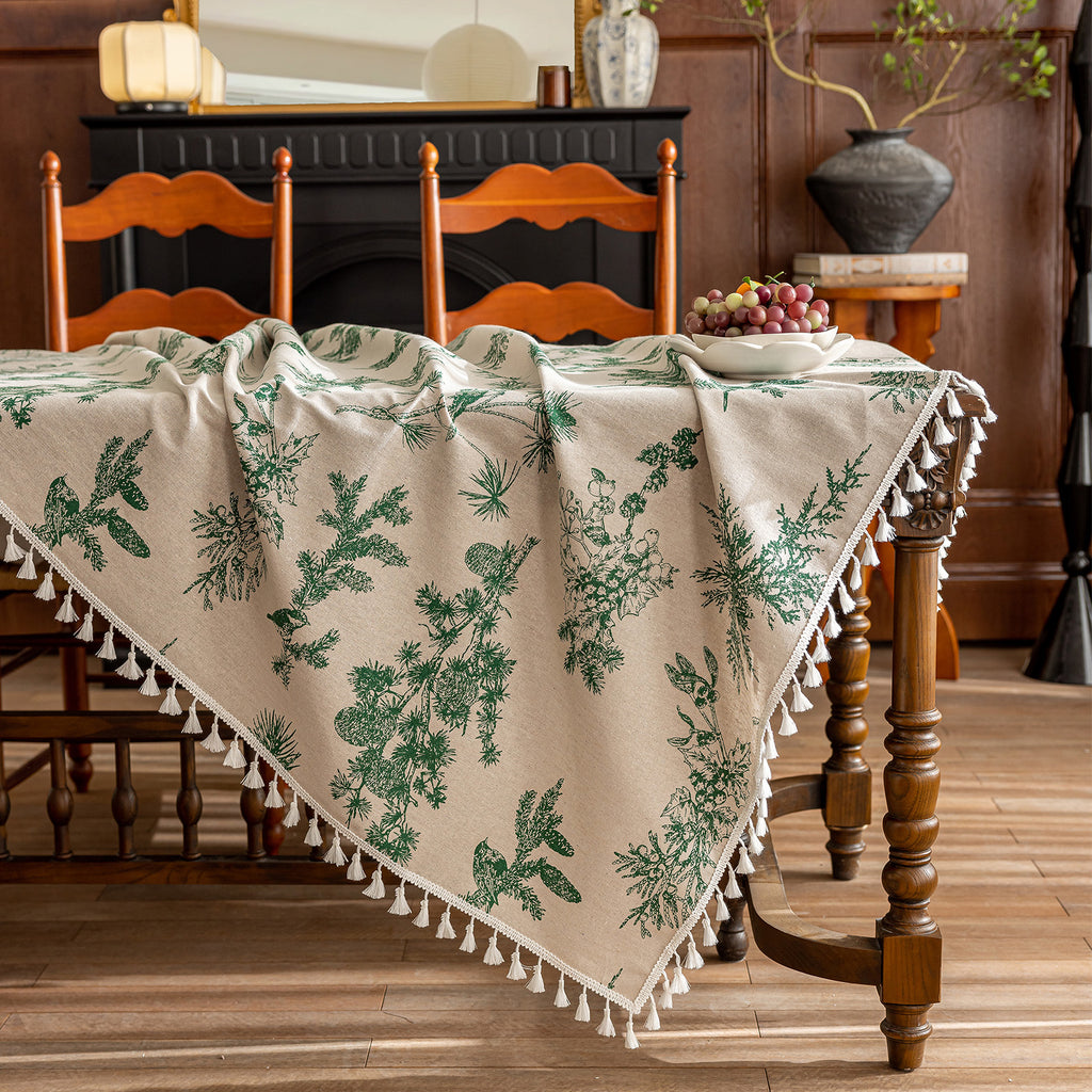 Green Pinecone Tablecloth