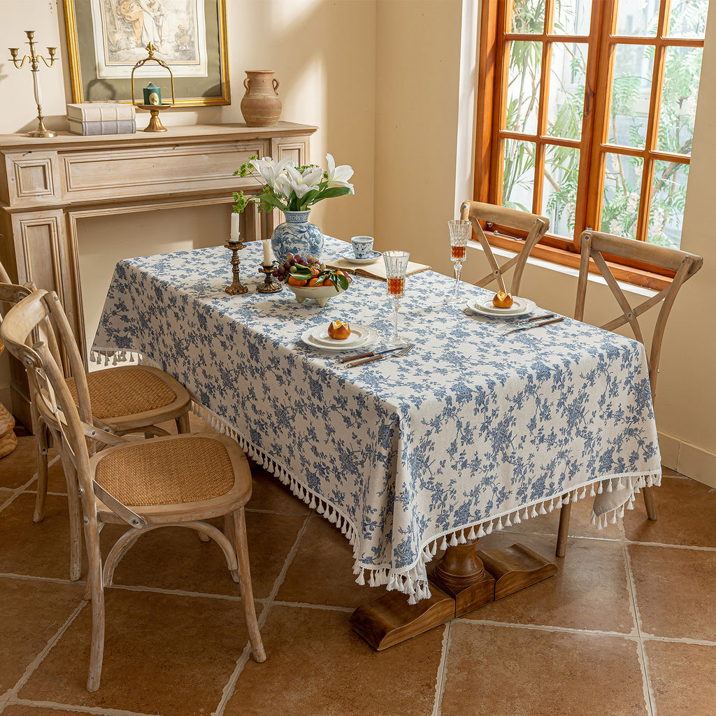 Blue Rose Tablecloth