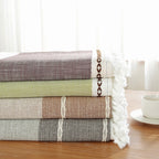 Waterproof Stainproof Linen Cotton Tablecloth, Jacquard Tassel, Thick Soft & Wrinkle Free, for Rectangle Square Tables